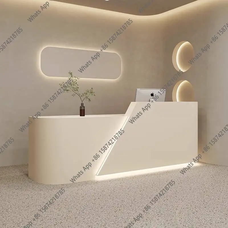 مكاتب استقبال بيضاء بتصميم DC  - مراجعة Office Furniture Logo وسعره