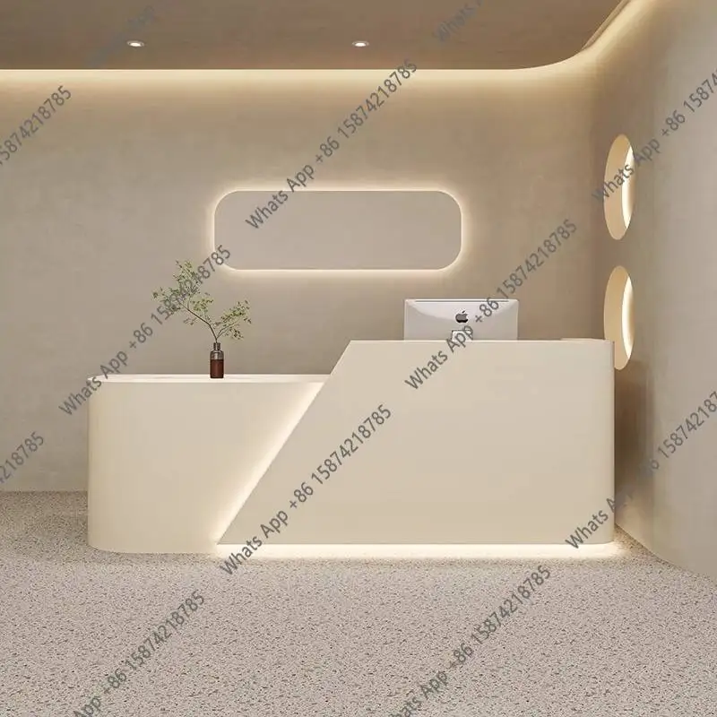 مكاتب استقبال بيضاء بتصميم DC  - مراجعة Office Furniture Logo وسعره