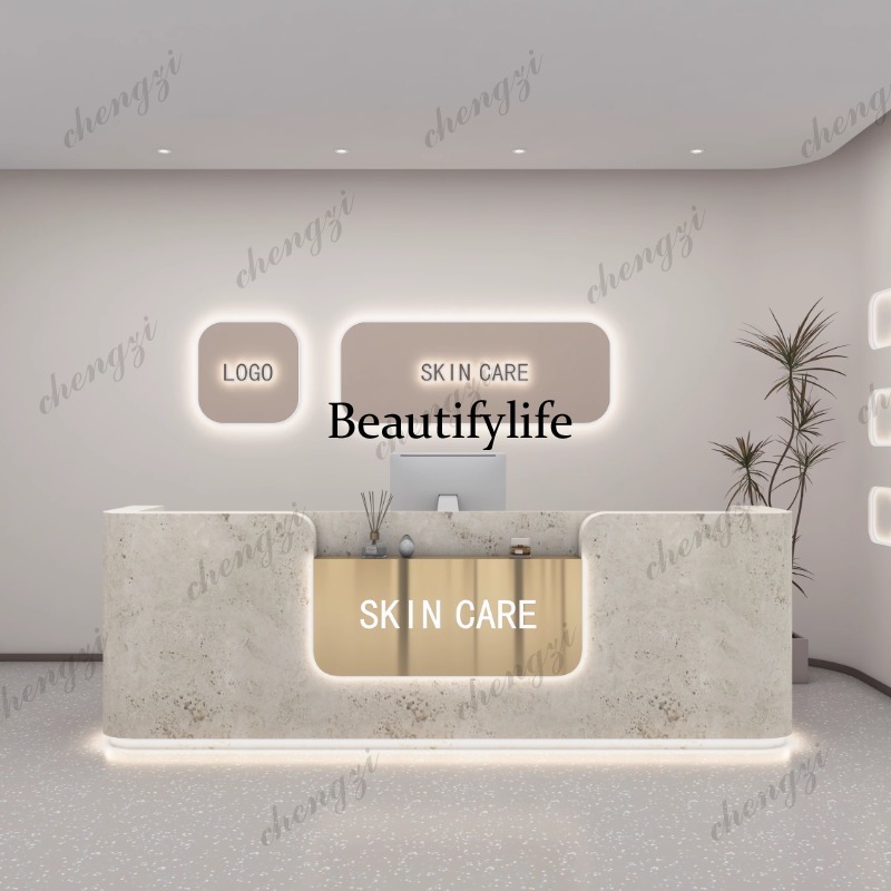مكاتب استقبال تجميلية بشعار A6 - مراجعة Office Furniture Logo وسعره