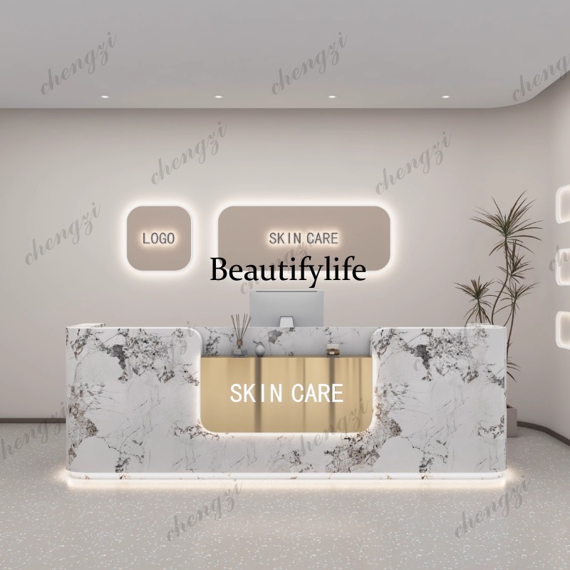 مكاتب استقبال تجميلية بشعار A6 - مراجعة Office Furniture Logo وسعره