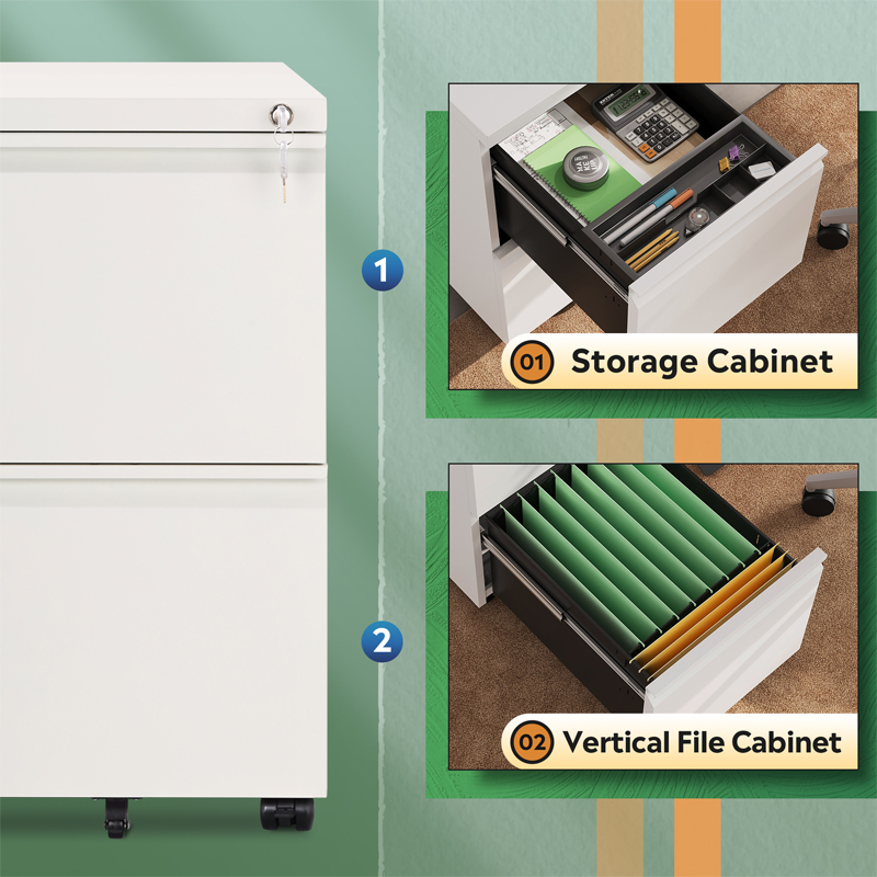 خزانة ملفات ذات درجين مع قفل،  - مراجعة Office Furniture Filing Cabinets وسعره